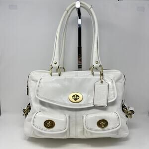 RARE Coach Archive Peyton Bleeker Street Tote White Patent Leather Ltd Ed 13051